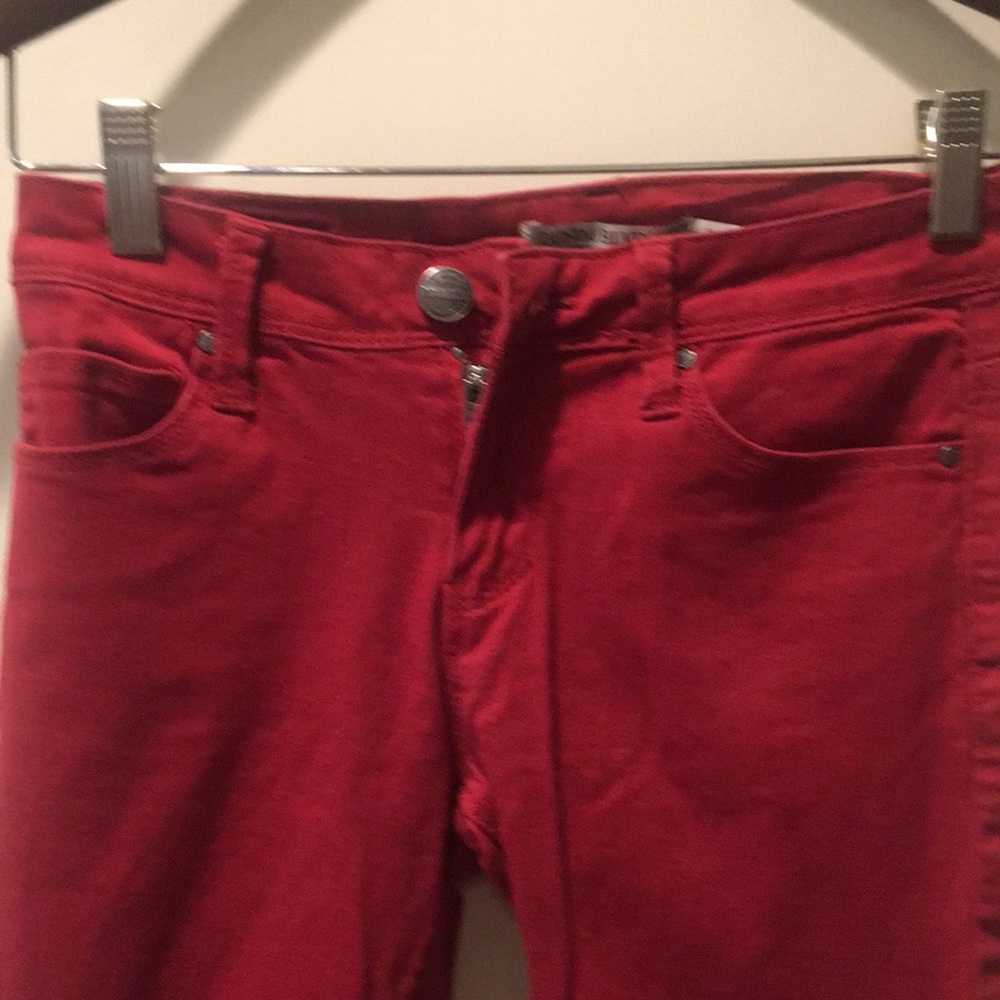 Denim Blvd red zip up skinny jeans with stretch & pockets juniors size 1